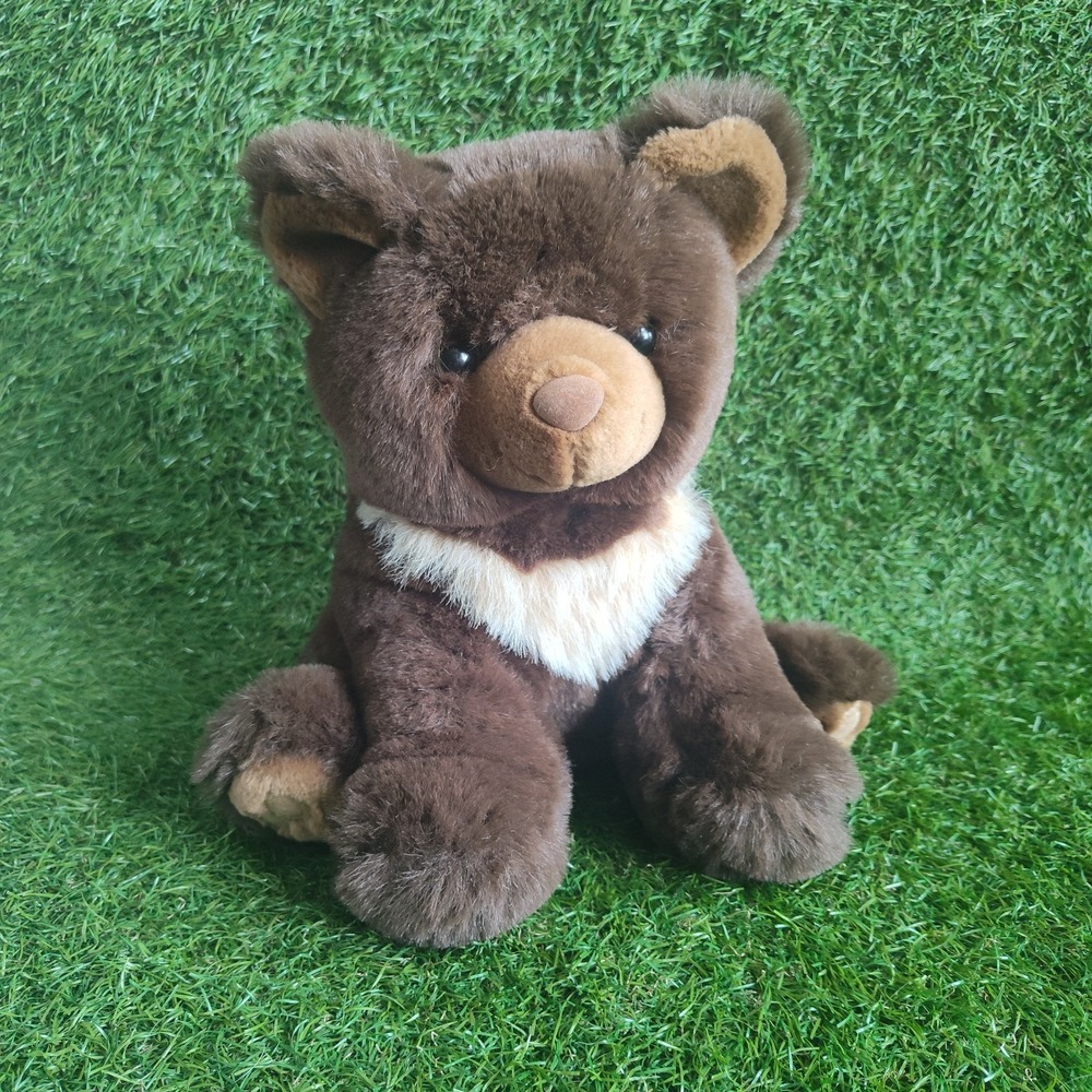 America Wego 10 Inch Sitting Bear Chocolate Brown Plush Stuffed Animal Vintage